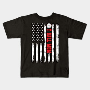 T-BALL MOM WHITE AMERICAN FLAG RED Kids T-Shirt